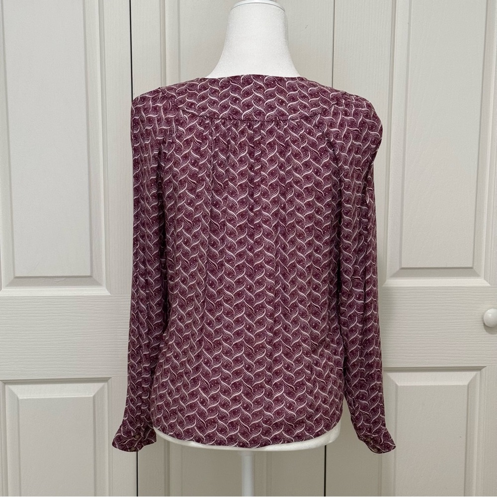 Anthropologie Maeve Orli Purple Geo Print Bibbed Rayon Blouse XS - Picture 10 of 17